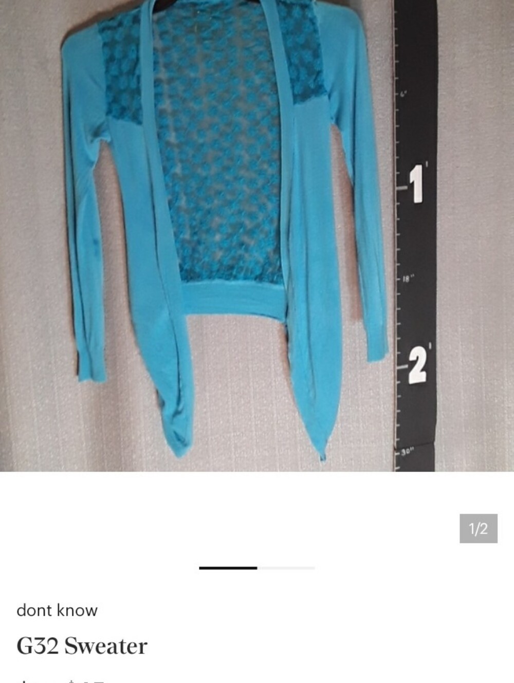 🩵 Teal Open-Front Lace-Back Cardigan